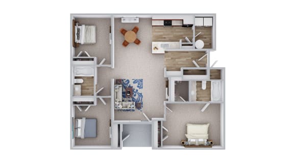 Floor Plan  Three Bed, Two Bath