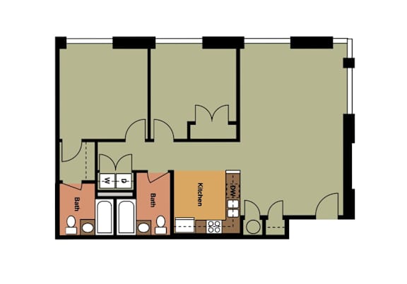 Floor Plan  2C: Beds-2: Baths-2: Sq Ft Range - 1126-1126