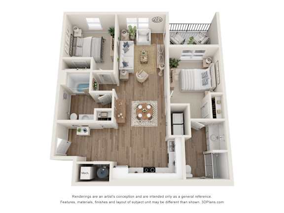 Floor Plan  a 3 bedroom floor plan with a wood floor