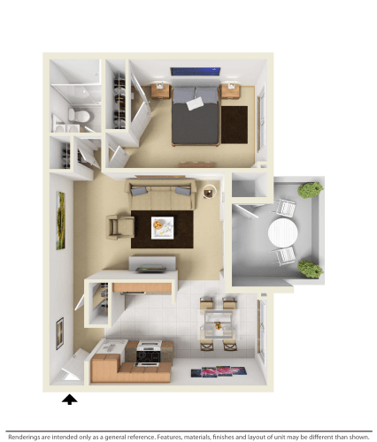 Floor Plan  1-Bedroom Apartment at West Wood Oaks