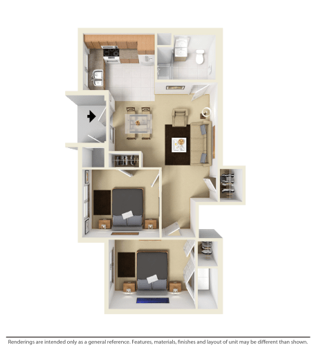 Floor Plan  2-Bedroom Apartment at West Wood Oaks