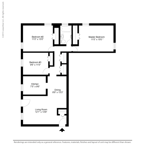Floor Plan  3 Bed 1 Bath