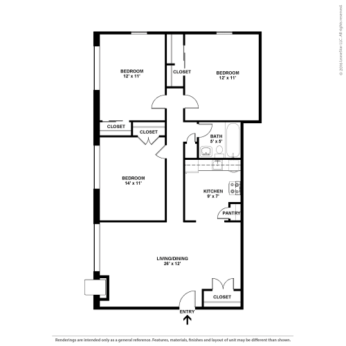 Floor Plan  Three Bedroom- The Deville
