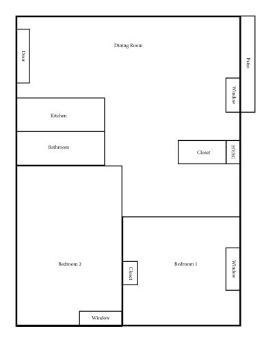 Floor Plan  2 BR/ 1 BA