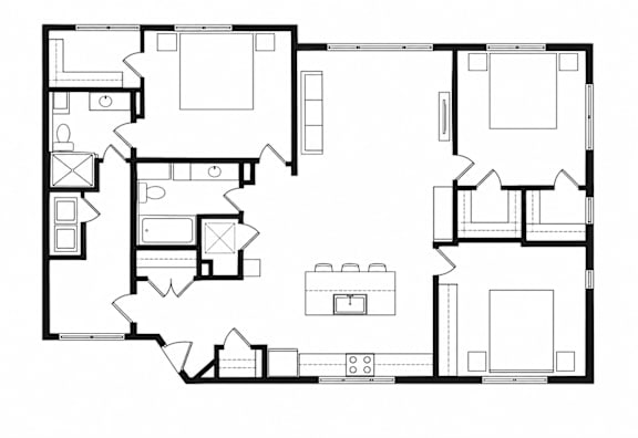 Floor Plan  A black and white image of a floor plan for a house.