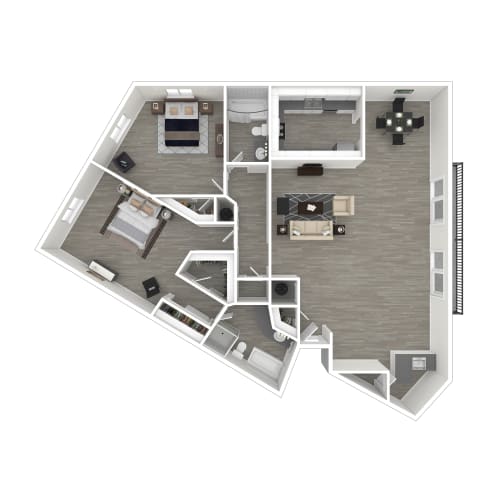 Floor Plan  3D - 2 bedroom floor plan