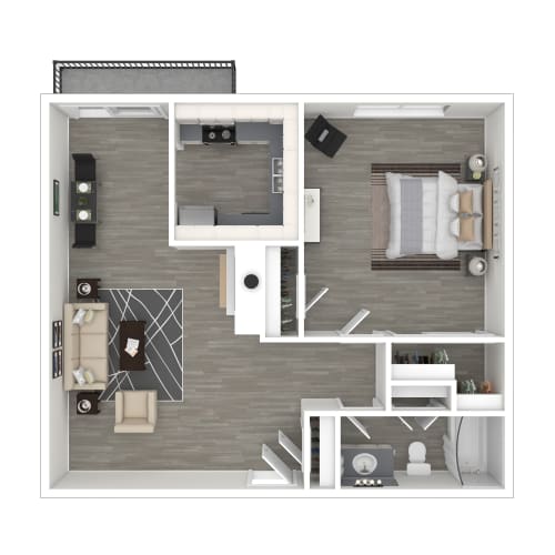 Floor Plan  3D - 1 bedroom floor plan