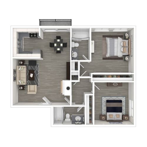 Floor Plan  3D - 2 bedroom floor plan