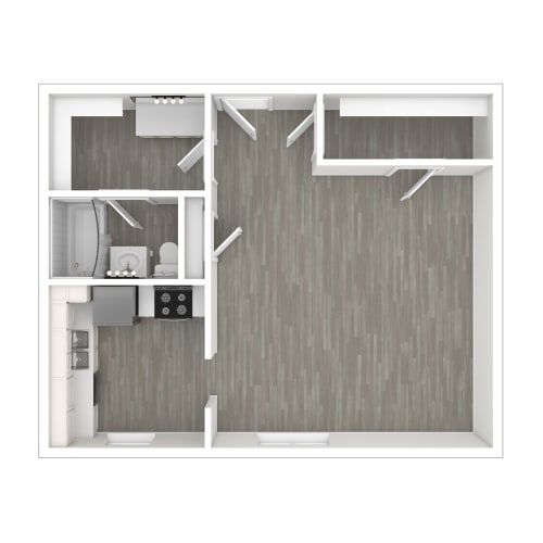 Floor Plan  a floor plan of a micro apartment with a bedroom and a living room