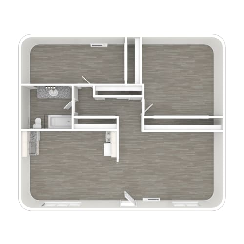 Floor Plan  3D 2 bedroom Floor layout.