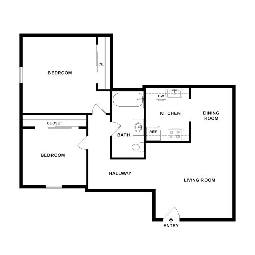 Floor Plan  2 Bedroom Floor Plan
