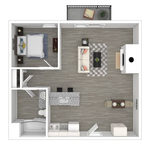 Floor Plan  3D - 1 Bedroom Floor Plan