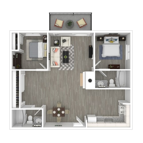 Floor Plan  3D - 2 Bedroom layout