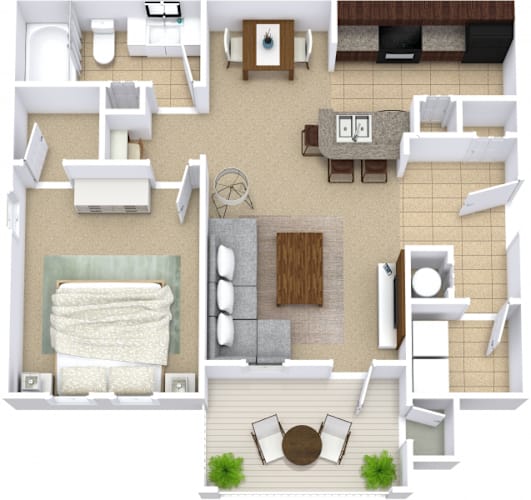 Floor Plan  A2 A2S Floorplan at Ansley Place Apartments, Houma, 70360