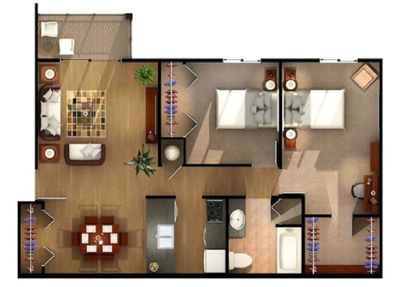 Floor Plan  Two bedroom Floor Plan at Walker Estates Apartments, Augusta