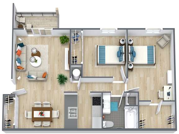 Floor Plan  A floor plan of a house with a living room, kitchen, and bathroom.