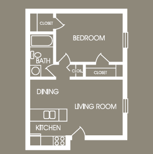 Floor Plan  1 Bedroom- 1Bath Large