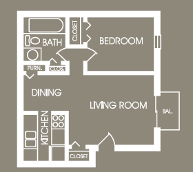 Floor Plan  1 Bedroom-1Bath Small