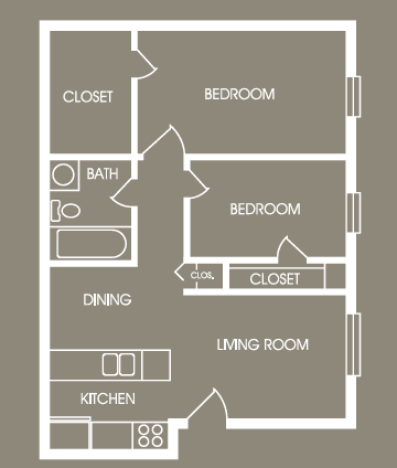 Floor Plan  2 Bedroom- 1Bath Large