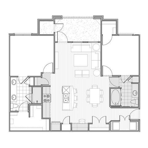 Floor Plan  A black and white image of a floor plan for a house.