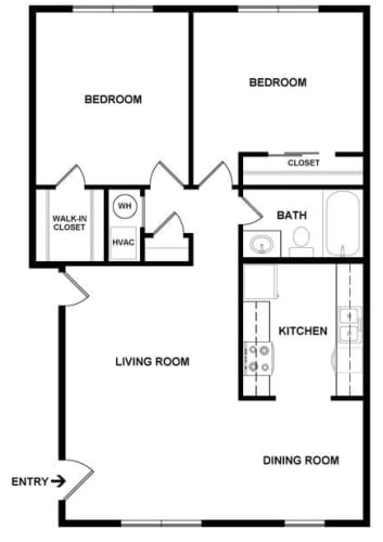 Floor Plan  2 Bedroom AT2B1B