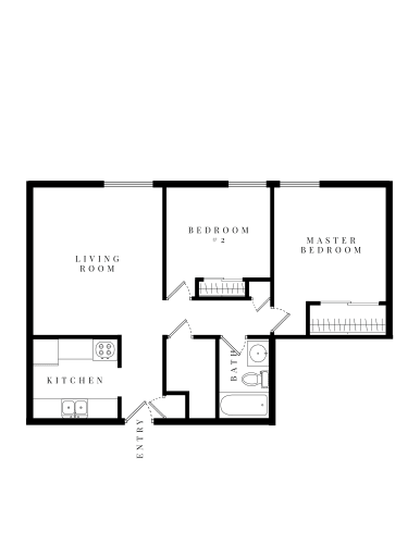 Floor Plan  2 Bed 1 Bath