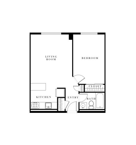 Floor Plan  One Bedroom, One Bath