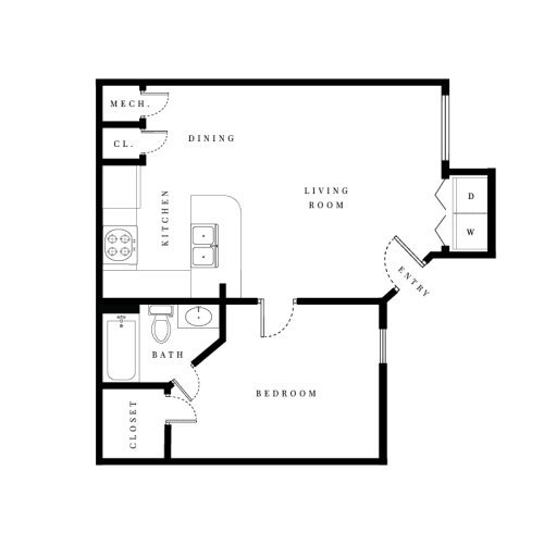 Floor Plan  1 Bedroom