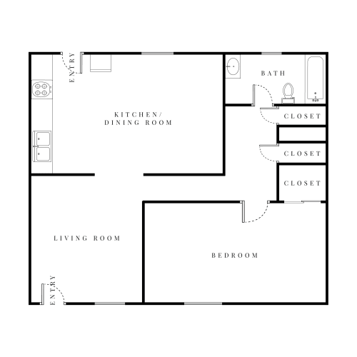 Floor Plan  1 Bedroom, 1 Bathroom