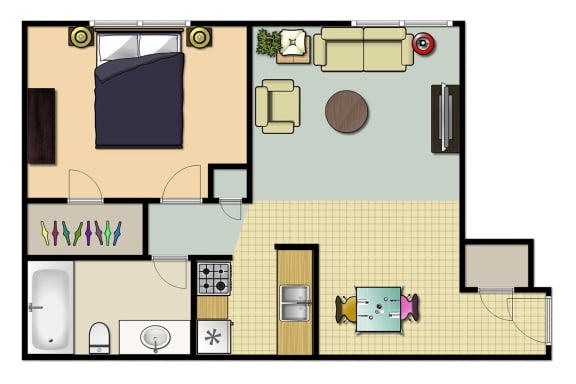 Floor Plan  1 BEDROOM - 1 BATHROOM