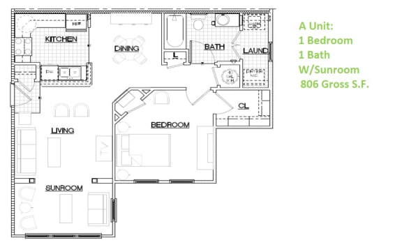 Floor Plan  The Parker At Cone 1 Bedroom