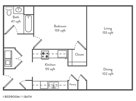 Floor Plan  1 Bed 1 Bath