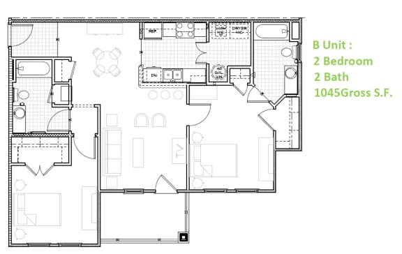 Floor Plan  The Parker At Cone 2 Bedroom
