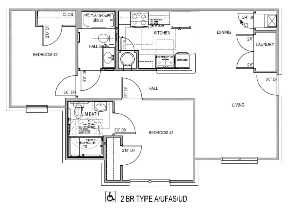 Floor Plan  2 Bedroom Type A