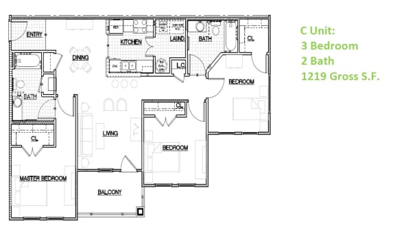 Floor Plan  The Parker At Cone 3 Bedroom