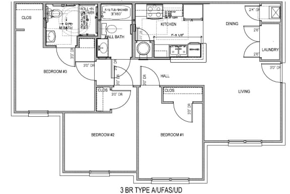 Floor Plan  3 Bedroom Type A