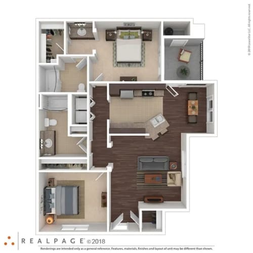 Floor Plan  2 bed 2 bath The Sterling 1122 sqft