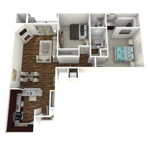 Floor Plan  2x2 D at Winterhaven Terrace Apartments in Tucson Arizona