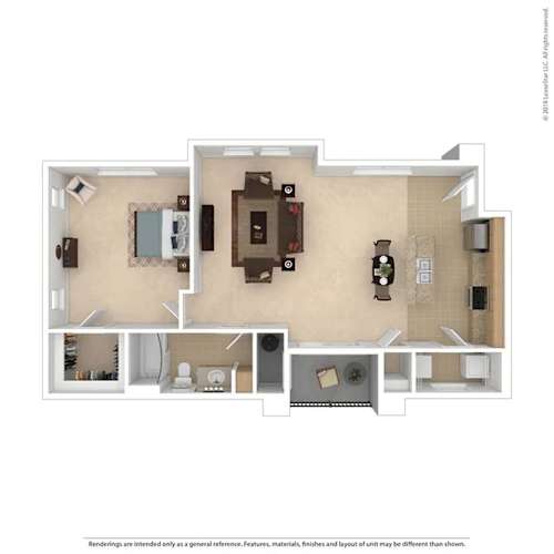 Floor Plan  A2 1 bed 1 bath 946 sqft