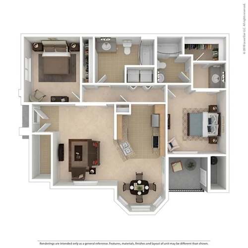 Floor Plan  B2 2 bed 2 bath 1139 sqft