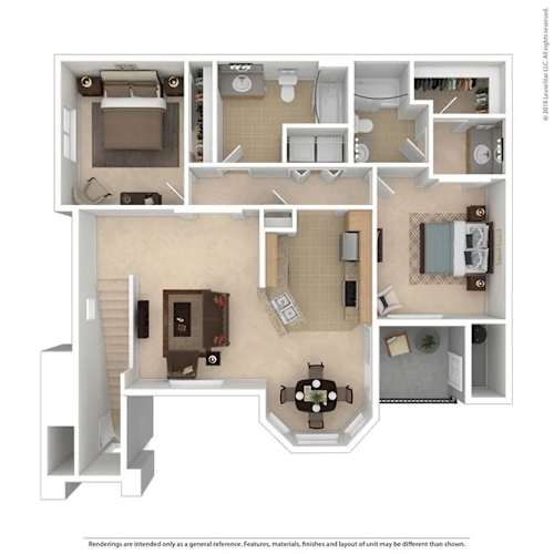 Floor Plan  B3 2 bed 2 bath 1184 sqft