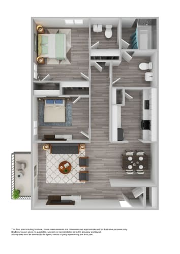 Floor Plan  Two Bedroom Floorplan at Villa Esperanza