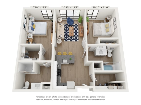 Floor Plan  a 3 bedroom floor plan with a bedroom and a living room