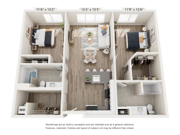 Floor Plan  a 3 bedroom floor plan with a bedroom and a living room