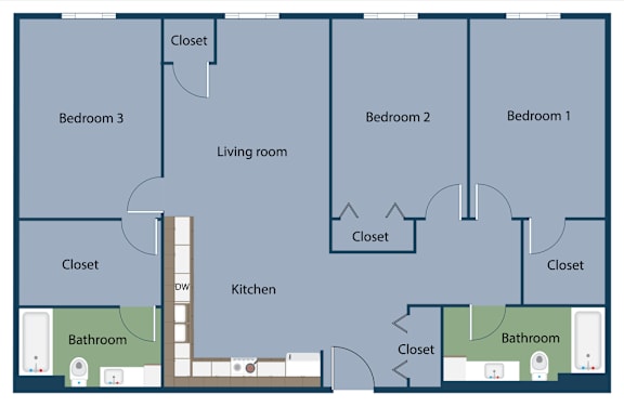 Floor Plan  a blueprint of a floor plan of a living room and a kitchen
