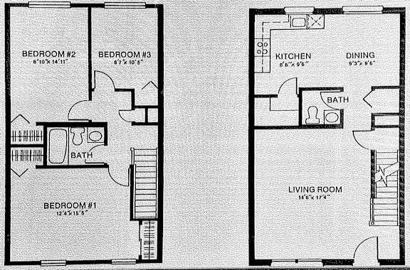 Floor Plan  A floor plan of a two bedroom apartment with a living room.