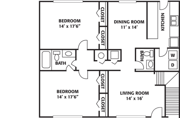 Floor Plan  Two Bedroom Bailey Cove