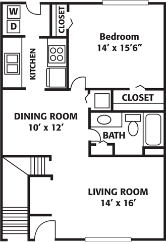Floor Plan  One Bedroom Hampton