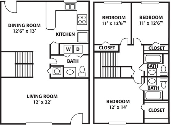 Floor Plan  Three Bedroom Redstone