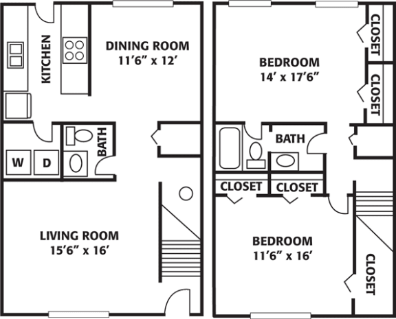 Floor Plan  Two Bedroom Willowbrook